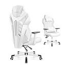 OneGame Video Gaming Chair, Breathable Computer Racing Style Swivel Chair Adjustable Backrest Ergonomic PC with Lumbar Support, White