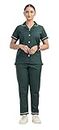 HOSPRIQS Nurse Uniform With Normal Length, Half Sleeves Top With 2 Bottom Pockets & Regular Fit Pant With Two Side Pockets - Ideals For Hospital Staff/Clinics/Nanny Uniforms | Bottle Green (Large)