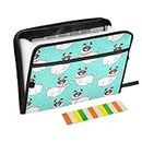 Expanding File Folder Funny Pug Dog, 13 Pockets Accordion File Organizer with Sticky Labels Zipper Portable A4 Document Organizer for Home Office School Supplies