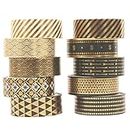 DXIA 10 Rouleaux Washi Tapes Set, 5 M Décoratif Feuille d'or Washi Tape, Gold Stamping Ruban Adhésif Papier, Multi-Pattern Tape Craft Supplies pour Scrapbooking, Loisirs Créatifs, Gift Wrapping