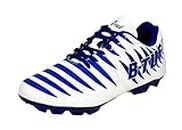 B-TUF Momenta Football Shoes/Studs/Boot Lightweight for Men Women Boys Girls (White/Blue), Size India/UK 10