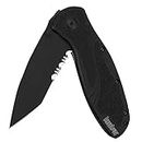 Kershaw Blur Tanto Black Pocketknife, 3.4" Sandvik 14C28N Stainless Steel Recurved Blade, Assisted Thumb-Stud Opening EDC