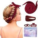 Curlers Curls Without Heat, Improved 60 Inch Extra Long Heatless Curls Band, Curlers Without Heat, Overnight DIY Hair Curler Set, Hairband, Wave Formers for Medium Long Hair (Wine Red)