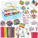 2100+ Pcs Arts Crafts Supplies Kit for Kids, Toddler DIY Craft Art Supplies Set Include Pipe Cleaners, Pom Poms, Portable 3 Layered Folding Storage Box Great Gift for Kids