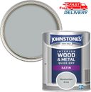 Johnstone's Quick Dry Satin Manhattan Grey 750ml for interior wood and metal UK
