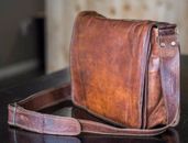 Handmade Men's Genuine Leather Vintage Laptop Messenger  Briefcase Bag Satchel