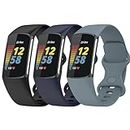 3 pack Sport Bands for Fitbit charge 6 Band/for Fitbit Charge 5 Band Women Men, Soft Silicone Strap Replacement Wristbands