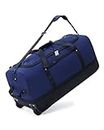 CONTAIL 32”110L Expandable 140L Rolling Duffle Bag with 2 Inline Wheels,Convertible Weekend Travel Bag with Bungee-Cord System (Navy)