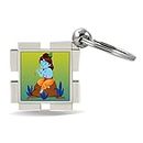 Giftcart Square & Round Metal keychain for good luck, friends, family, birthday, new job, house, mother, wife (Bal Krishna Playing Flute Square, Metal)