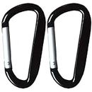 Cute Carabiner Clip, 3" Aluminum Alloy Caribeener D Ring, Spring Snap Hook for Keychain Clip(2pack Black)