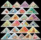 Stampex Isc Triangular Stamps, 25 Different Stamps From Worldwide, All Genuine Postage Stamps On Various Themes, Triangle Shaped Stamps Stampex, Multicolor