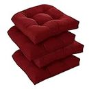 downluxe Outdoor Chair Cushions Set of 4 for Patio Furniture, Waterproof Tufted Overstuffed Patio Furniture Cushions, Memory Foam Outdoor Seat Cushion, 19" X 19" X 5", Red