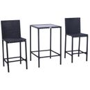 3pcs Rattan Bistro Set Barstool Table Wicker Furniture Patio Outdoor Garden