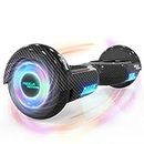 Mega Motion Hoverboards for kids, 6.5 Inch Two-Wheel Self Balancing Electric Scooter with Bluetooth Speaker, with LED Lights, Gift for Children and Teenager, carbon black (HY-A03)