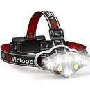 Victoper Head Torch –Super Bright 8 Lighting Modes 18000 Lumens Headlight LED Rechargeable, Super Bright LED Head Lamp, Hands-Free Flashlight for Camping, Fishing, Cycling, Hiking, Waterproof IPX4