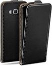 moex Flip Case für Samsung Galaxy J7 (2016) Hülle klappbar, 360 Grad Rundum Komplett-Schutz, Klapphülle aus Vegan Leder, Handytasche mit vertikaler Klappe, magnetisch - Schwarz