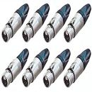 (8 Pack) NEUTRIK NC3FXX 3-Pin XLR Female Cable Mount Connector - Nickel Shell