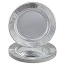 SILVER SPOONS Disposable Round Rippled Rim Charger Plates - 10 PC - Silver