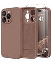 SuydanBox Magnetic for iPhone 13 Pro Max Case, Compatible with MagSafe, [Full Camera Protection][2 Screen Protectors] Silicone Shockproof Protective Phone Case for iPhone 13 Pro Max 6.7", Brown