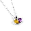 Heart Necklace Pendant Sterling Silver, Amber, Amethyst, Love necklace, Purple February birthstone necklace, Bridesmaid Jewelry Gift, Birthstone Necklace