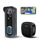 Video Doorbell Camera Wireless with Chime, 1080P WiFi Smart Doorbell, Voice Changer, PIR Motion Detection, 2-Way Audio, Night Vision, 2.4G, IP66, Battery Powered, Works with Alexa & Google Home