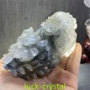 410g,Natural Colored Ghost Quartz Hand Carved Crystal God Best Healing 1PC,JB63