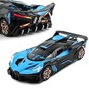 Diecast Toy Car Bugatti Bolide Sports Car Model,Zinc Alloy Simulation Casting Pull Back Vehicles,1:32 Scale Mini Electronic Supercar Toys with Lights and Music for Toddlers Kids Children Gift