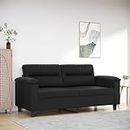 LAPOOH 2-Sitzer-Sofa Schwarz 140 cm Kunstleder, Loungesofa, Sofas & Couches, Relaxsofa, Couch für Wohnzimmer, Couch Mit Schlaffunktion - 359583