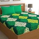 My Room 100% Cotton King Bedsheet with 2 Pillow Covers Cotton, 140tc Abstract Green Bedsheets for King Bed Cotton (8.9ft x 8.9ft)