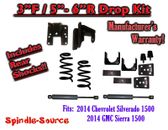 3/5-3/6 Adjustable Lowering Kit + Rr Shocks FOR 2014+ Chevy Silverado GMC Sierra