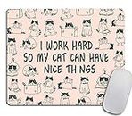Mouse Pad Mousepad Cat Mouse Pad Funny Coworker Gift Office Supplies Cat Lover Gift Pink Office Desk Accessories Cubicle Decor Peach Cute - I Work Hard So My Cat Can Have Nice Things