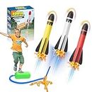 Rocket Lanucher for Kids, Starthöhe Bis Zu 100 Fuß, Rakete Spielzeug, Luftdruck Rakete Kinder, Interessantes Outdoor-Spielzeug für Kinder Ab 3 Jahren (3 22,5 cm GroßE Raketenköpfe)