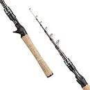EOW XPEDITE Portable Telescopic Fishing Rods, Spinning & Casting, 24T Carbon Blanks & Solid Carbon Tip, Cork Handle, Travel Rod, Short Collapsible Rods (Rod - Casting/Action Fast/Power M, 6')