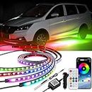 Kairiyard 4Pcs Underglow LED Lights for Cars, Dream Color Chasing Car Underglow kit APP & Remote Control RGB Multicolor Music Sync Under Car Lighting Neon Strips Light Waterproof for Car Trucks SUVs