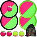 Jiosdo Velcro Ball and Catch Game, 9 PCS Beach Toys Garden Toys for Toddlers, Summer Games Outdoor Games Swing Ball Game for Garden Kids, Velcro Catch Ball Game with 4 Paddles 4 Balls & 1 Storage Bag