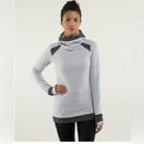 Lululemon Athletica Sweaters | Lululemon Gray White Striped Base Runner Hoodie Sweater Jacket 4 | Color: Gray/White | Size: 4