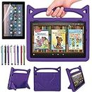Epicgadget Case for Amazon Fire HD 10 and Fire HD 10 Plus (11th Generation, 2021 Released) - Lightweight Shockproof Kickstand Handle Kids Cover Case + 1 Screen Protector and 1 Stylus (Purple)