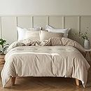 Simple&Opulence French Linen Duvet Cover Set - Queen Size(88" x 92")- 3 Pieces (1 Comforter Cover,2 Pillowcases)- Natural Flax Cotton Blend-Solid Color Breathable Farmhouse Bedding-Linen