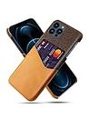 Perkie Leather Cloth Hard PC Back Case with Metro, ATM Card Holder Wallet Slim Back Cover for iPhone 11 Pro Max (Tan Brown)