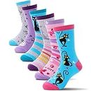 Children Cotton Crew Socks For Girl Boy Kids Toddler Fashion Cute Cartoon Animal Socks 6 Pack (Cat-L, 9-14 Years Old)