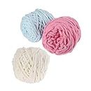 VILLFUL 3 Pcs Ball of Yarn Giant Yarn Cotton Tube Knitting Wool Yarn DIY Wool Baby Blanket Yarn Multi- Colored Acrylic Yarn Wool Supplies Hand Knitting Yarn Textured Yarn Sweater Child