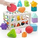 DQMOON Baby Shape Sorter Toys for 12-18 Months, Baby Toys for 18 Months Boys Girls, 1st Birthday Gifts for Boys Girls, Baby Sensory Toys for 12 Months, Montessori Toddler Travel Toys for Baby Age 1-2