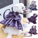 Dog Dress Bow Tie Leash Set For Small Dogs & Cats  Clothes  Yorkies Pet Outfits