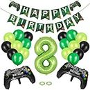 24 decorazioni per videogiochi di compleanno per ragazzi, per 8° gioco e feste di gioco, palloncini con scritta "Happy Birthday Banner numero 8 in foil Balloon Game on Birthday Party Supplies