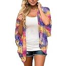 BEUU Women's Floral Printed Chiffon Kimono Cardigan Tops Casual Loose Open Front Swimsuit Beach Wear Cover Up Blouses 2021 The New Clothes Fashion Mother's Day Discount Promotion