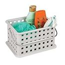 iDesign Spa Storage Organizer Basket with Fold-Down Chrome Handle, Stackable Container for Bathroom, Health, Cosmetics, Hair Supplies and Beauty Products, Durable BPA-Free, Small-Light Gray