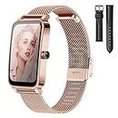 Smart Watch, BOCLOUD Smart Watches for Women Men, iPhone Android Smart Watch with Blood Oxygen/Heart Rate/Sleep Monitor, IP68 Waterproof Fitness Tracker with 12 Sport Modes(Gold)