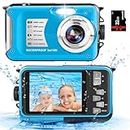 Digitalkamera Unterwasserkamera 10ft 1080P FHD 30MP wasserdichte Kamera Anti Shake 16X Digitalzoom Unterwasserkamera zum Schnorcheln (Blau)
