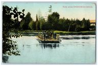 1911 Ferry Across Snohomish River Loaded Horse Buggy People On Board Postcard