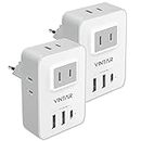 [2-Pack] European Travel Plug Adapter, VINTAR Canada US to Europe Power Adaptor with 3 USB Ports (1 USB C) and 4 AC Outlets, 7 in 1 International Travel Adapter Charger to Most of Europe (Type C)